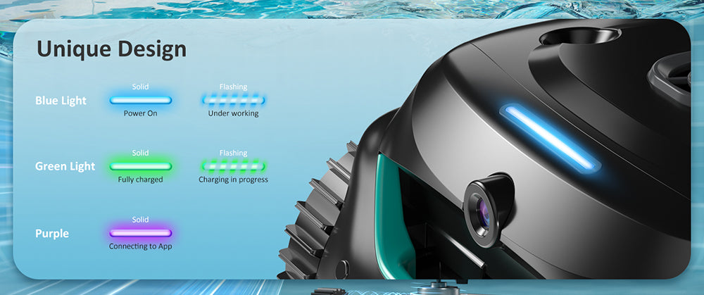 Bezdrátový robotický vysavač na bazén WYBOT C2 Vision, detekce nečistot s kamerou s umělou inteligencí, 8v1 hlavní čištění, dvouvrstvá filtrace, bezkartáčové motory pro výkonné sání, pro bazény do 1940 čtverečních stop, černozelený