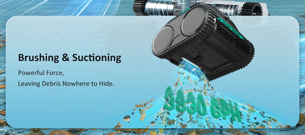 Bezdrátový robotický vysavač na bazén WYBOT C2 Vision, detekce nečistot s kamerou s umělou inteligencí, 8v1 hlavní čištění, dvouvrstvá filtrace, bezkartáčové motory pro výkonné sání, pro bazény do 1940 čtverečních stop, černozelený