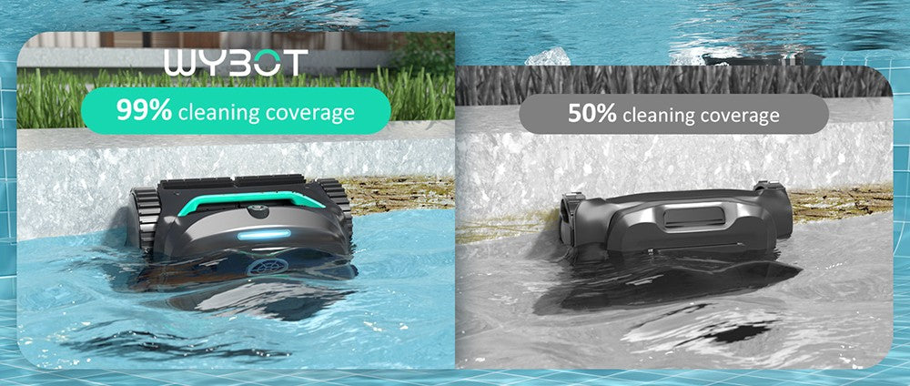 Bezdrátový robotický vysavač na bazén WYBOT C2 Vision, detekce nečistot s kamerou s umělou inteligencí, 8v1 hlavní čištění, dvouvrstvá filtrace, bezkartáčové motory pro výkonné sání, pro bazény do 1940 čtverečních stop, černozelený