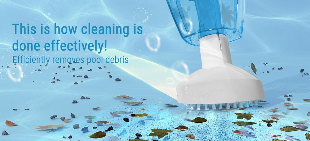 Ruční bazénový vysavač WYBOT HJ10P, teleskopická tyč součástí balení, výkonný sací výkon 25 l/min, velká baterie 5200 mAh, max. doba provozu 60 minut, filtr 0,5 l