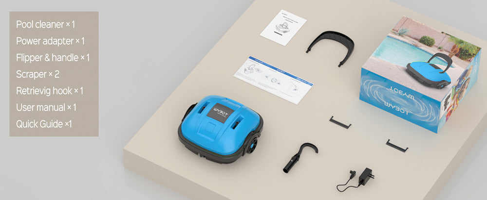 Bezdrátový bazénový robotický vysavač WYBOT WY1102, duální motor, max. doba provozu 50 minut, až 525 čtverečních stop, pro bazény s plochým dnem, modrý