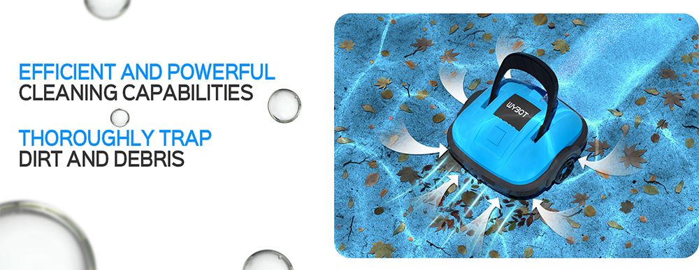 Bezdrátový bazénový robotický vysavač WYBOT WY1102, duální motor, max. doba provozu 50 minut, až 525 čtverečních stop, pro bazény s plochým dnem, modrý