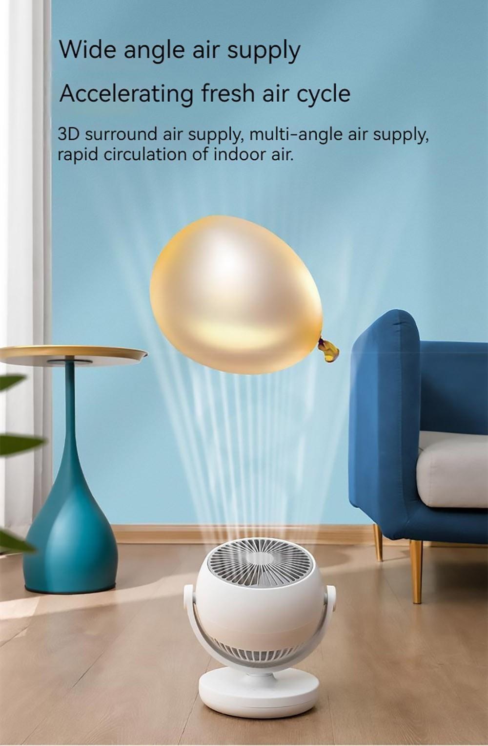 Xiaoda Feiyue C06 Přenosný stolní ventilátor s cirkulací vzduchu, 3 rychlosti, funkce časování, třepací hlava nahoru a dolů - verze do zásuvky