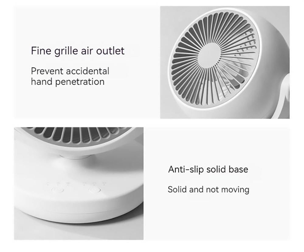 Xiaoda Feiyue C08 Přenosný stolní ventilátor s cirkulací vzduchu, 3 rychlostní stupně, funkce časování, rotace hlavy - nabíjecí verze