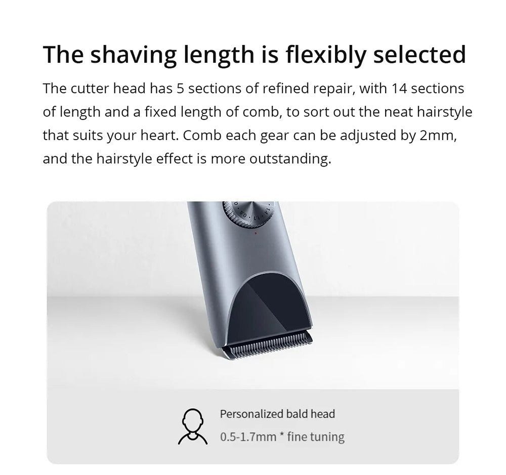 Zastřihovač vlasů Xiaomi Mijia Hair Clipper 2, dobíjecí, dvourychlostní ovládání, vysoce tvrdá čepel, výdrž až 180 minut, digitální displej, vodotěsnost IPX7