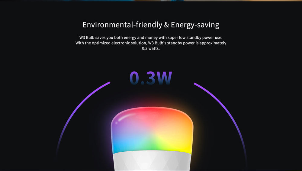 Yeelight YLDP005 8W chytrá LED žárovka, W3 vícebarevná, 900 lumenů, 16 milionů barev, synchronizace s herními aplikacemi, inteligentní ovládání jasu