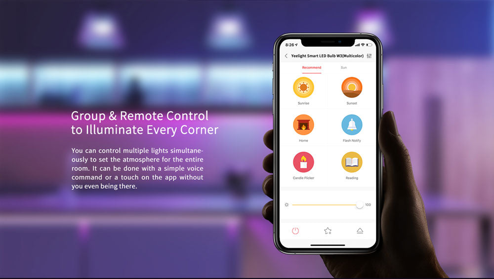 Yeelight YLDP005 8W chytrá LED žárovka, W3 vícebarevná, 900 lumenů, 16 milionů barev, synchronizace s herními aplikacemi, inteligentní ovládání jasu