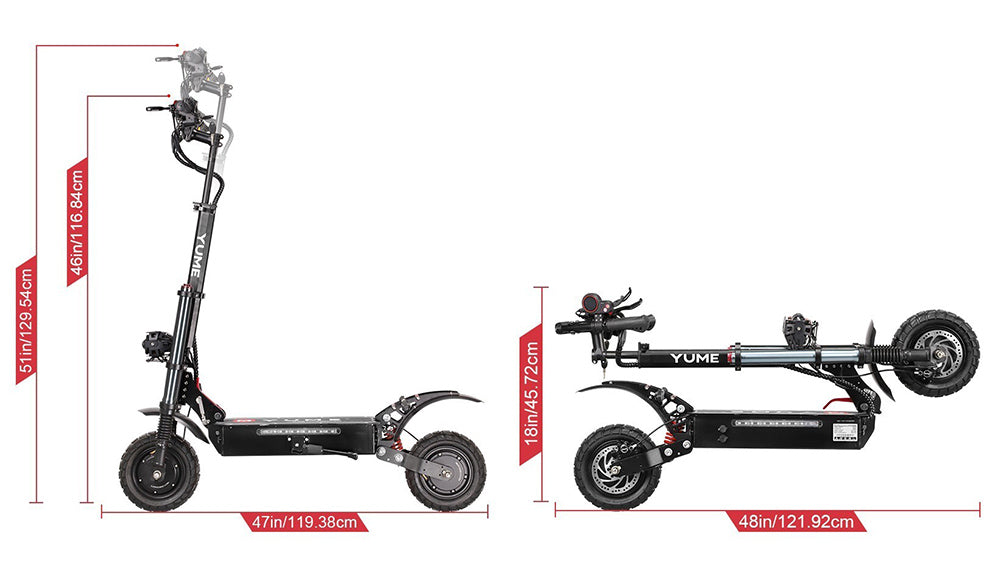 Elektrická koloběžka YUME Y10, motor 1200*2, baterie 52V 23,4Ah, 10