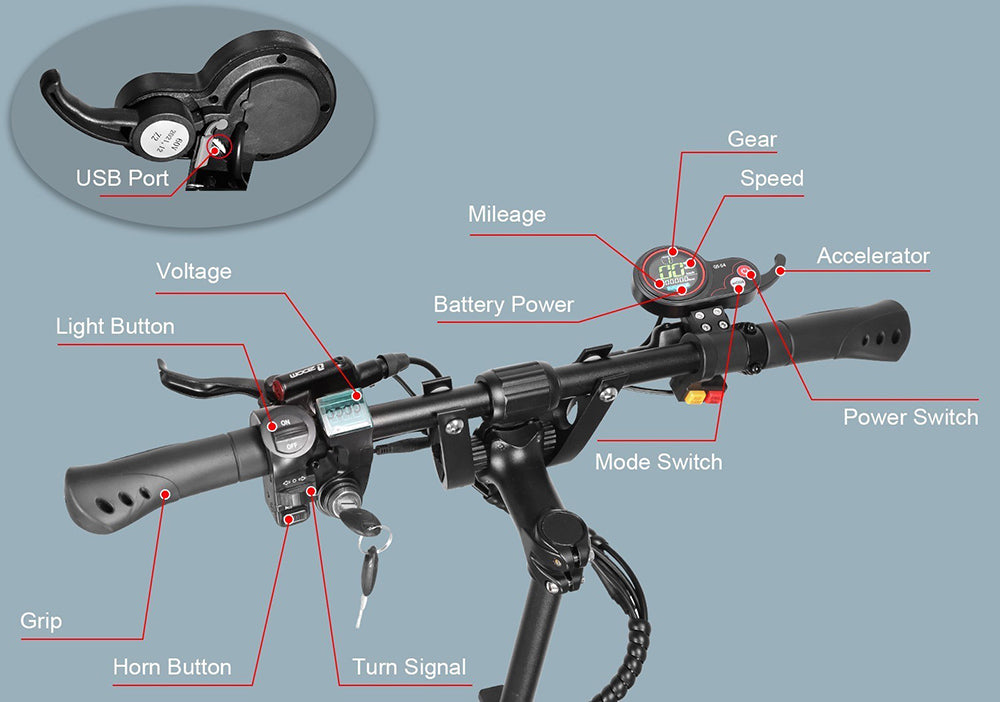 Elektrická koloběžka YUME Y10, motor 1200*2, baterie 52V 23,4Ah, 10