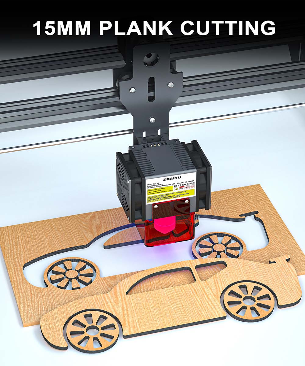 Laserový modul ZBAITU F20-VF 20W, vzduchová asistence, pevné zaostření, bod 0,08x0,08 mm, přesnost 0,01 mm, dva ventilátory