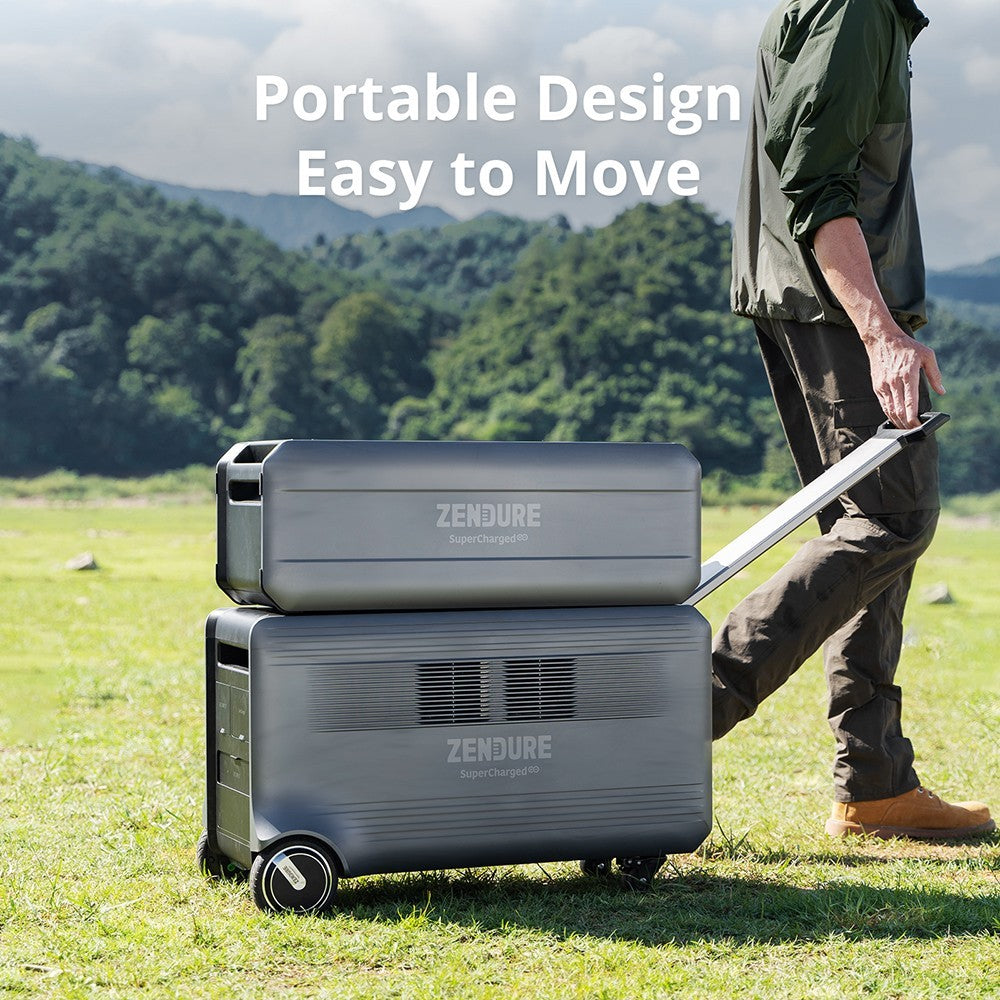 Přenosná elektrárna ZENDURE SuperBase V4600, baterie LiFePO4 4608 Wh, výstup 3800 V AC, rozšiřitelná až na 46080 Wh, duální napětí 120 V/240 V, 16 výstupů, solární vstup 3000 W, ovládání pomocí aplikace
