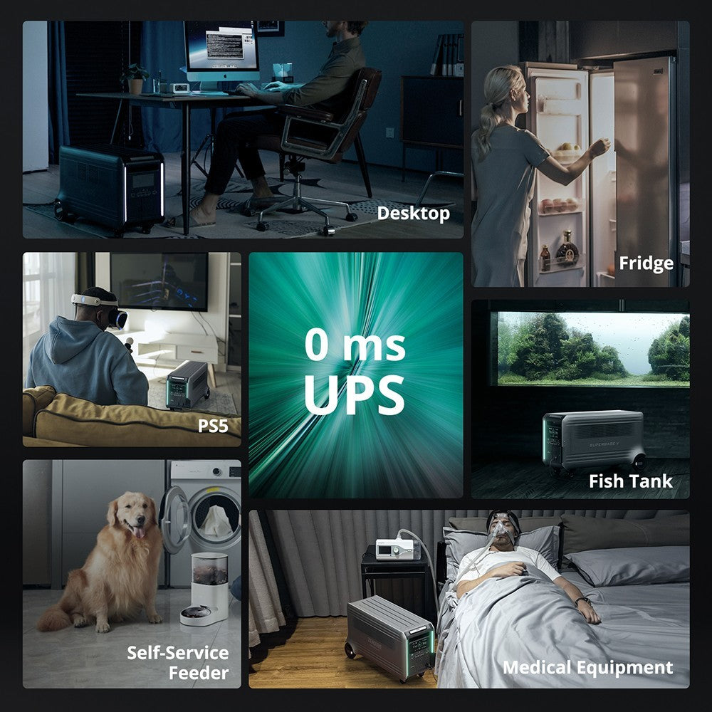 Přenosná elektrárna ZENDURE SuperBase V4600, baterie LiFePO4 4608 Wh, výstup 3800 V AC, rozšiřitelná až na 46080 Wh, duální napětí 120 V/240 V, 16 výstupů, solární vstup 3000 W, ovládání pomocí aplikace