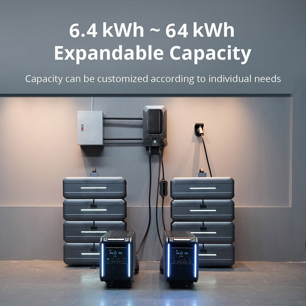 Přenosná elektrárna ZENDURE SuperBase V6400, polopevná baterie 6438 Wh, výstup 3800 V AC, rozšiřitelná až na 64 380 Wh, duální napětí 120 V/240 V, 16 výstupů, solární vstup 3000 W, ovládání pomocí aplikace