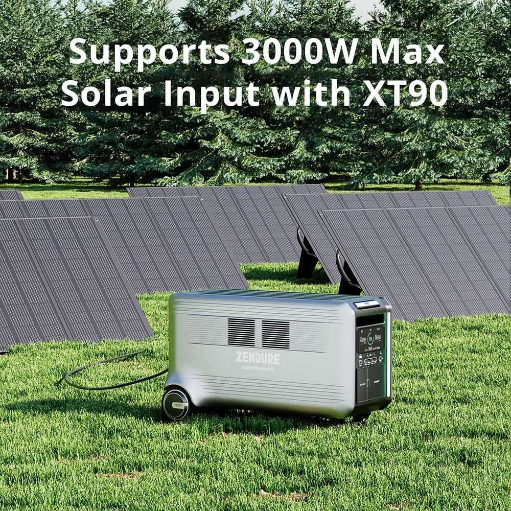 Přenosná elektrárna ZENDURE SuperBase V6400, polopevná baterie 6438 Wh, výstup 3800 V AC, rozšiřitelná až na 64 380 Wh, duální napětí 120 V/240 V, 16 výstupů, solární vstup 3000 W, ovládání pomocí aplikace